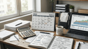 Mesa con todos los datos para conseguir cuota de autónomos por ingresos reales Asesoria Fiscalia