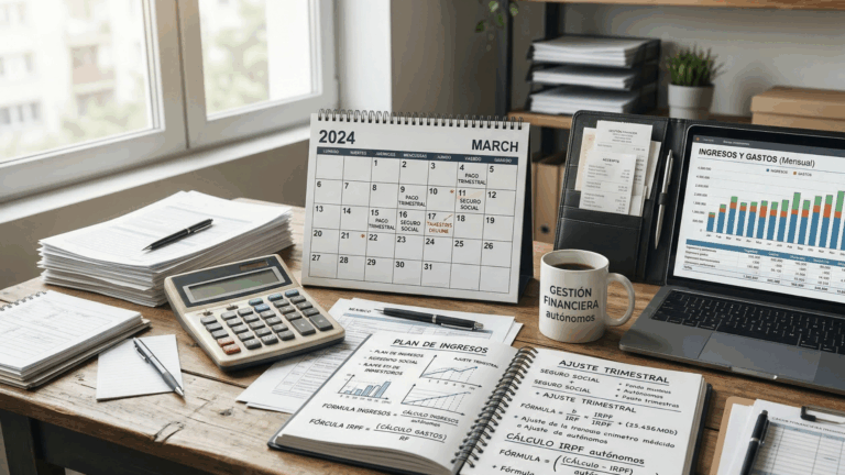 Mesa con todos los datos para conseguir cuota de autónomos por ingresos reales Asesoria Fiscalia
