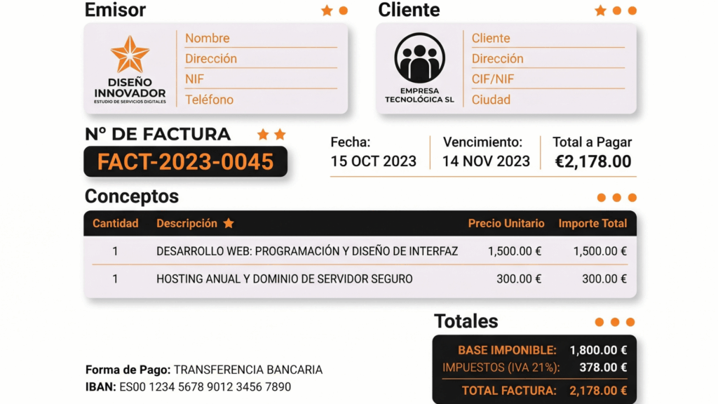 Tipo de factura de cómo hacer facturas como autónomo _ Asesoría Fiscália