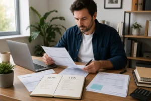 Hombre preparando sus irpf autónomos Asesoria Fiscália